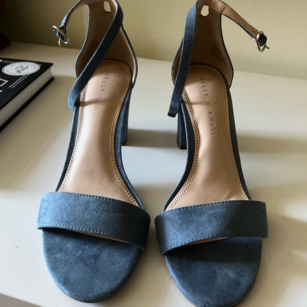 Suede blue heels